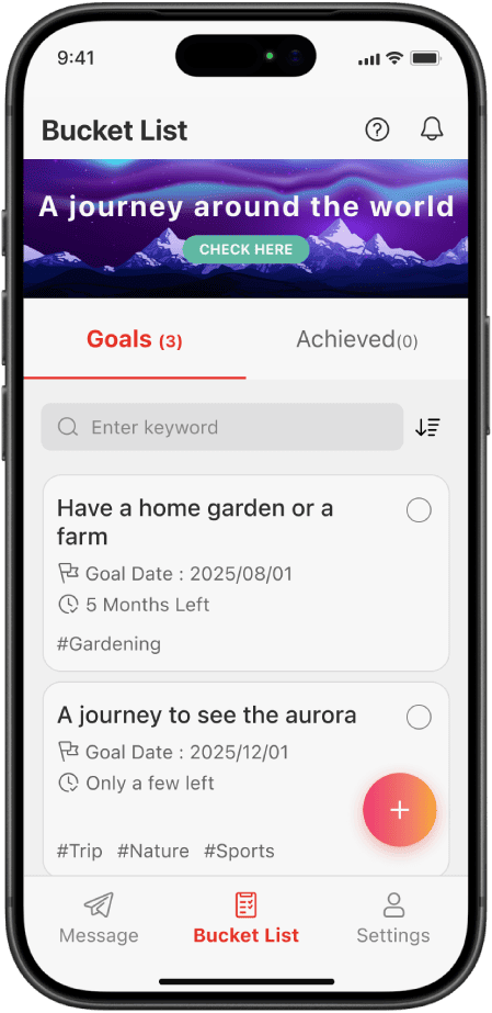List up what you want to do, until when.